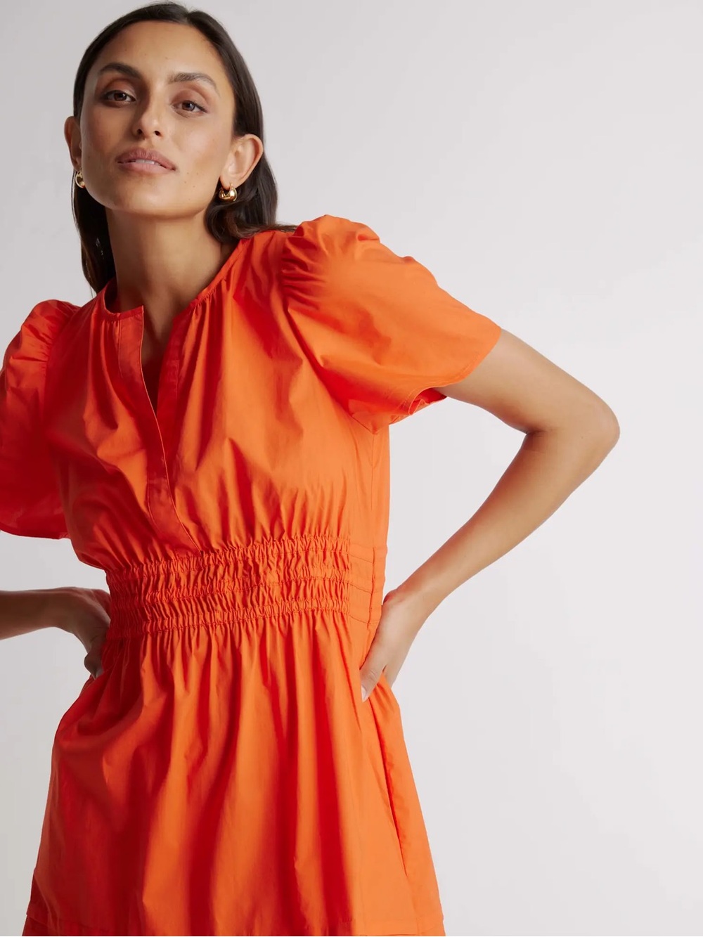 Quince Organic Poplin Cotton Tiered Maxi Dress in Vermilion Red Small Resort - Picture 2 of 14
